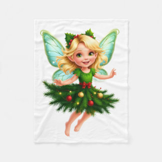 Magical Christmas Tree Fairy Holiday Throw Blanket Fleecedecke