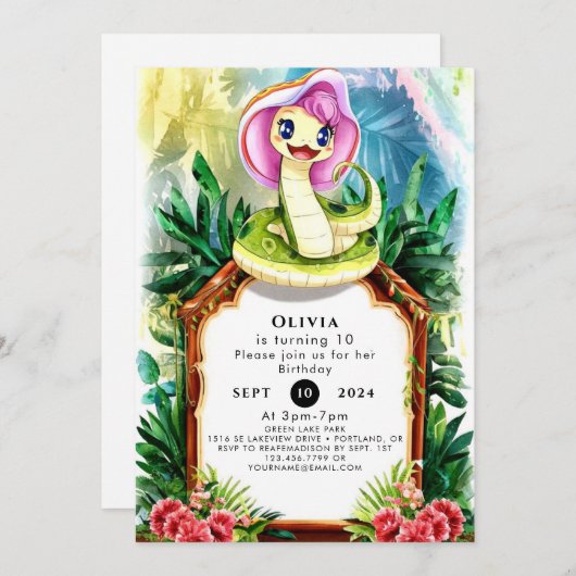 Magical Cobra Snake Birthday Einladung (Vorne/Hinten)