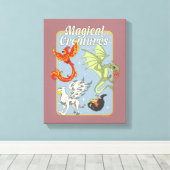 Magical Creatures Vintage Graphic Leinwanddruck (Insitu (Holzboden))