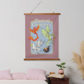 Magical Creatures Vintage Graphic Wandteppich Mit Holzrahmen (Schlafzimmer)