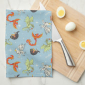 Magical Creatures Vintage Pattern Geschirrtuch (Viertel Falte)