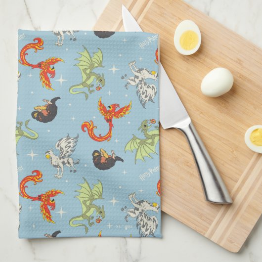 Magical Creatures Vintage Pattern Geschirrtuch (Viertel Falte)