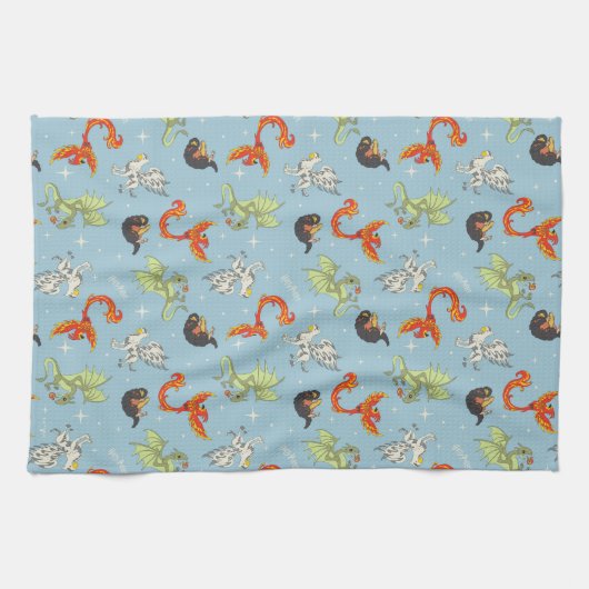 Magical Creatures Vintage Pattern Geschirrtuch (Horizontal)