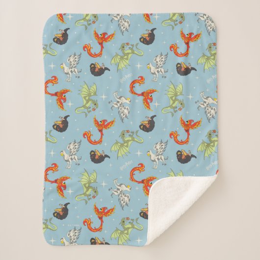 Magical Creatures Vintage Pattern Sherpadecke (Vorderseite)