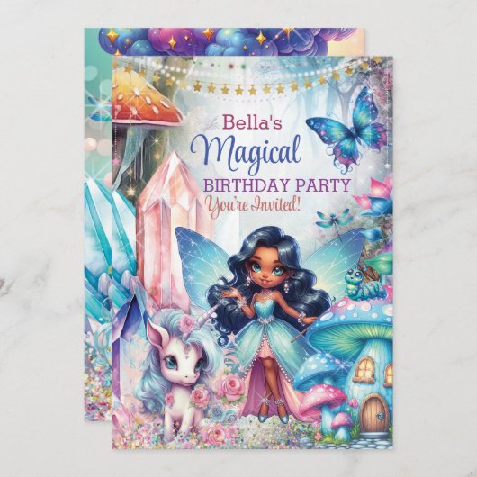 Magical Crystal Fairyland Birthday Party Einladung (Vorne/Hinten)
