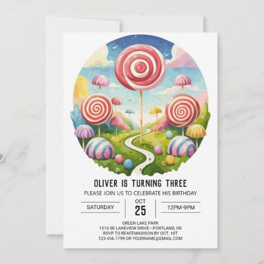 Magical Custom Lollipop Geburtstag Einladung (Vorderseite)