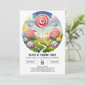 Magical Custom Lollipop Geburtstag Einladung (Stehend Vorderseite)