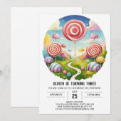 Magical Custom Lollipop Geburtstag Einladung (Vorne/Hinten)