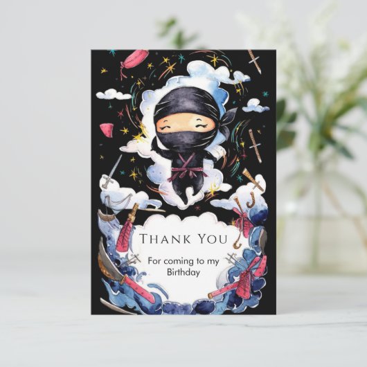 Magical Custom Ninja Geburtstag Dankeskarte (Stehend Vorderseite)