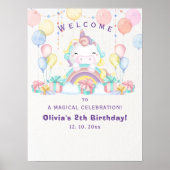 Magical cute unicorn girl birthday celebration poster (Vorne)
