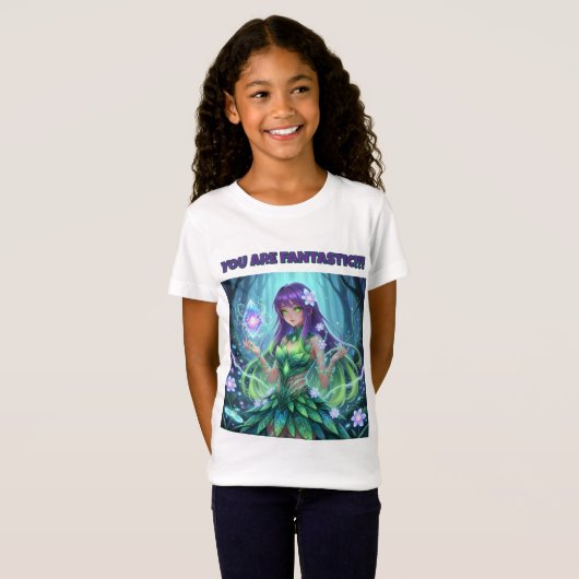 Magical Cyber Forest Fairy Girl T-Shirt for Kids (Vorne ganz)