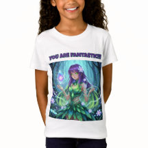 Magical Cyber Forest Fairy Girl T-Shirt for Kids