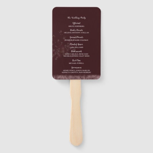 Magical Dandelions Burgundy Wedding Program Fächer (Rückseite)