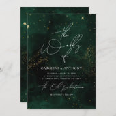 Magical Dark Green Wedding Einladung (Vorne/Hinten)