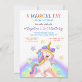 Magical Day Rainbow Stars Unicorn Birthday  Einladung (Vorderseite)