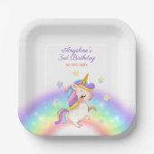 Magical Day Rainbow Stars Unicorn Birthday  Pappteller (Vorderseite)