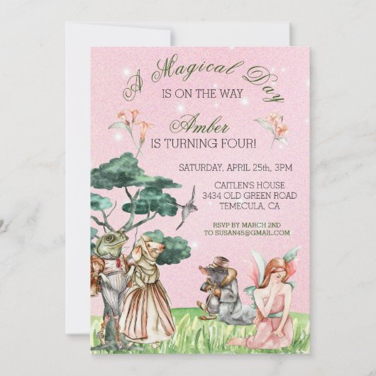 Magical Day Thumbelina FairyTale Einladung (Vorderseite)