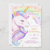 Magical Day Unicorn and Rainbows Birthday Einladung (Vorderseite)