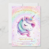 Magical Day Unicorn and Rainbows Birthday Einladung (Vorderseite)