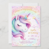 Magical Day Unicorn and Rainbows Birthday Einladung (Vorderseite)