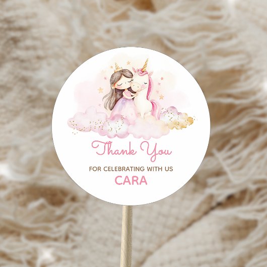 Magical Day Unicorn Birthday Party  Runder Aufkleber