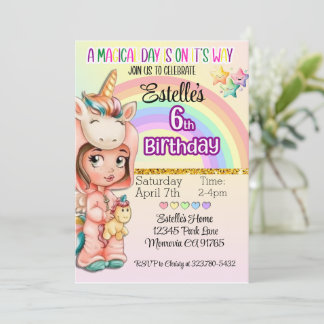 Magical Day Unicorn Geburtstagsfeier Einladung
