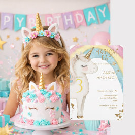 Magical Day Unicorn Girl Birthday Party Einladung