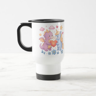 Magical Dragon and Unicorn Heart Travel Mug Reisebecher