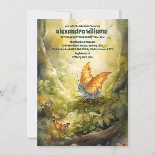 Magical Dragon Baby Dusche Einladung (Vorderseite)