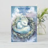 Magical Dragon Baby Dusche Einladung (Stehend Vorderseite)