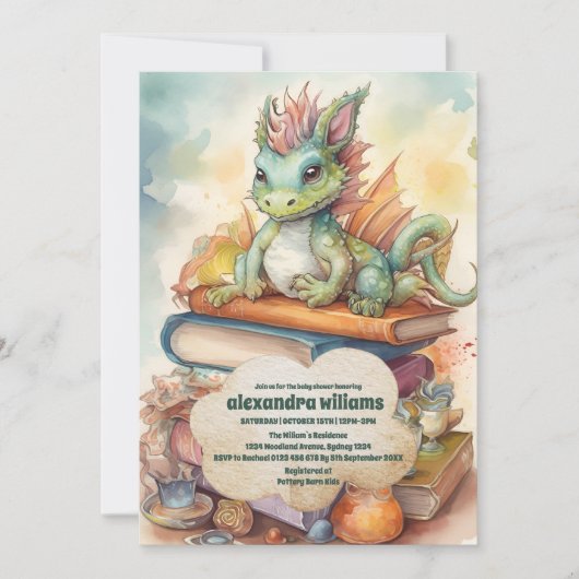 Magical Dragon Baby Dusche Einladung (Vorderseite)