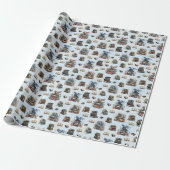 Magical Dragons & Books on Light Blue Geschenkpapier (Ungerollt)