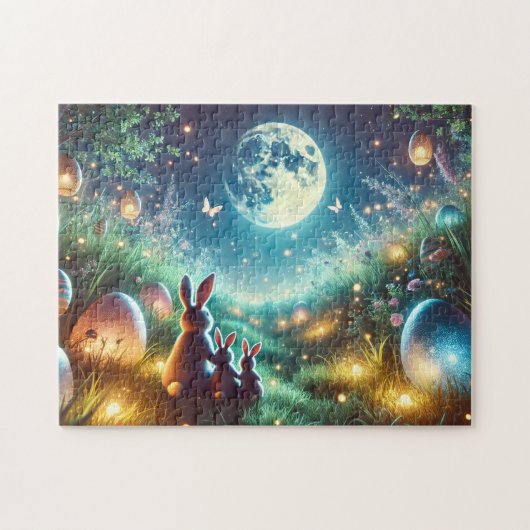 Magical Easter Night Glowing Eggs & Bunnies Puzzle (Horizontal)