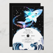 Magical Editable Marine Shark Birthday Einladung (Vorne/Hinten)