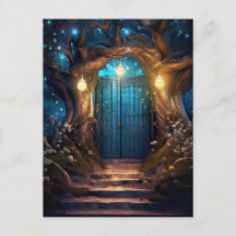 Magical Enchanted Fantasy Forest Old Blue Door