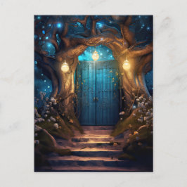 Magical Enchanted Forest Fantasy Antique Door Postkarte