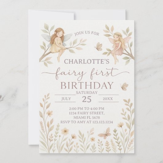 Magical Fairy 1. Geburtstag Einladung (Vorderseite)