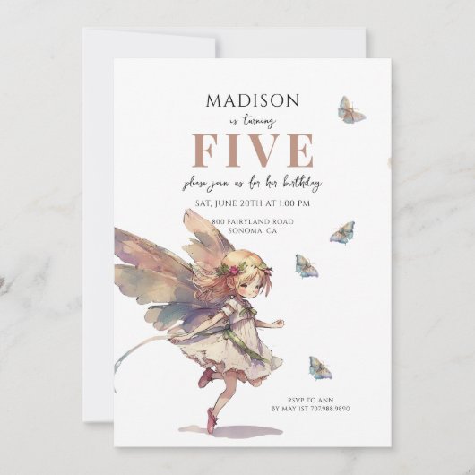 Magical Fairy 5. Geburtstag Einladung (Vorderseite)