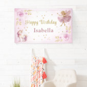 Magical Fairy and Unicorn Girls Birthday Banner (Insitu)