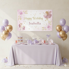 Magical Fairy and Unicorn Girls Birthday Banner