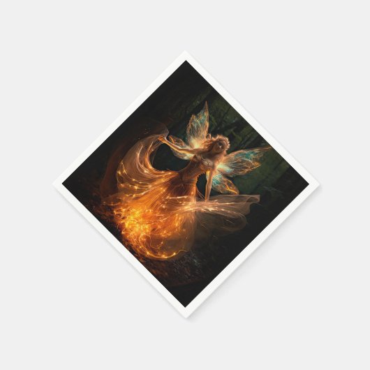 Magical Fairy Angel with Wings in Forest Pixie Serviette (Ecke)