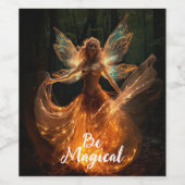 Magical Fairy Angel with Wings in Forest Pixie Weinetikett (Einzelnes Label)