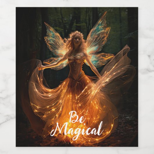Magical Fairy Angel with Wings in Forest Pixie Weinetikett (Einzelnes Label)