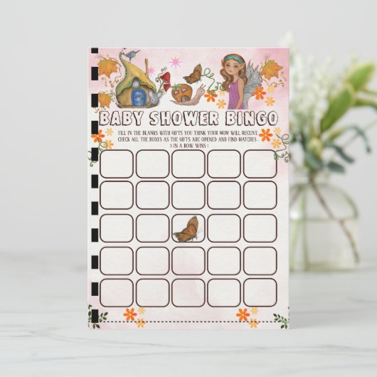 Magical Fairy Baby Dusche Bingo Aktivität Einladung (Stehend Vorderseite)