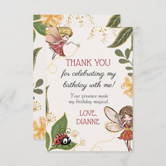 Magical Fairy Birthday Danke-Karte Dankeskarte (Vorne/Hinten)