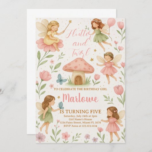 Magical Fairy Birthday Einladung (Vorne/Hinten)