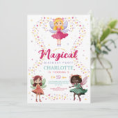 Magical Fairy Birthday Party Wands Fairies Einladung (Stehend Vorderseite)