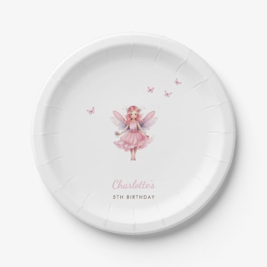 Magical Fairy Birthday Whimsical Simple Elegant Pappteller (Vorderseite)