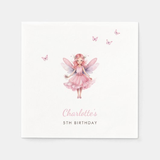 Magical Fairy Birthday Whimsical Simple Elegant Serviette (Vorderseite)