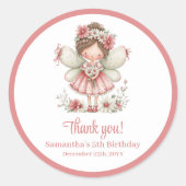 Magical Fairy Blush Pink Floral Girl Birthday  Runder Aufkleber (Vorderseite)
